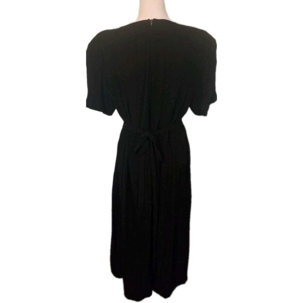 Vintage Black MaxiDress by JBS Limited Tie Back Rose Embellished Prairie Style - Picture 3 of 8